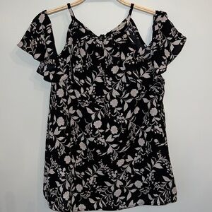 Floral cold shoulder Lily White blouse